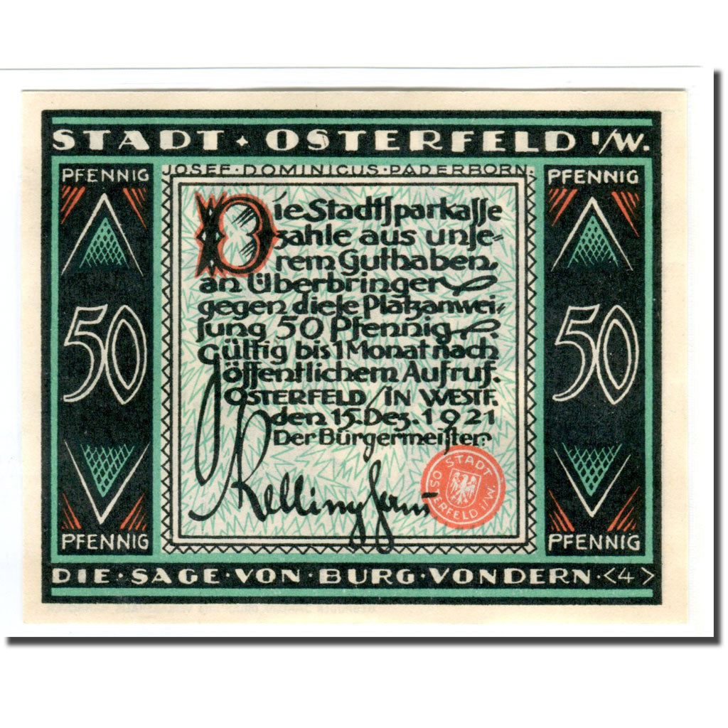 Geldschein, Deutschland, Osterfeld, 50 Pfennig, personnage 3, 1921, 1921-12-15