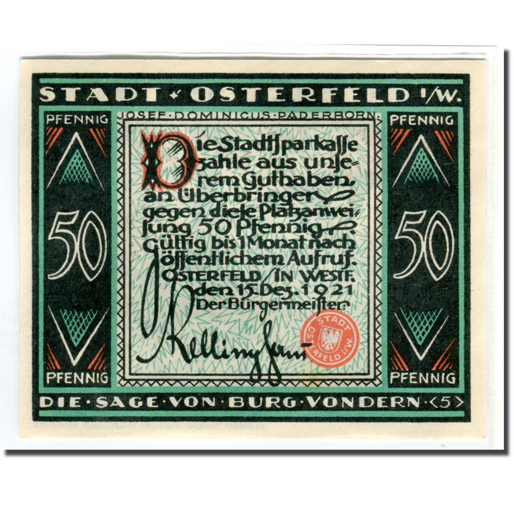 Biljet, Duitsland, Osterfeld, 50 Pfennig, personnage 4, 1921, 1921-12-15, SPL
