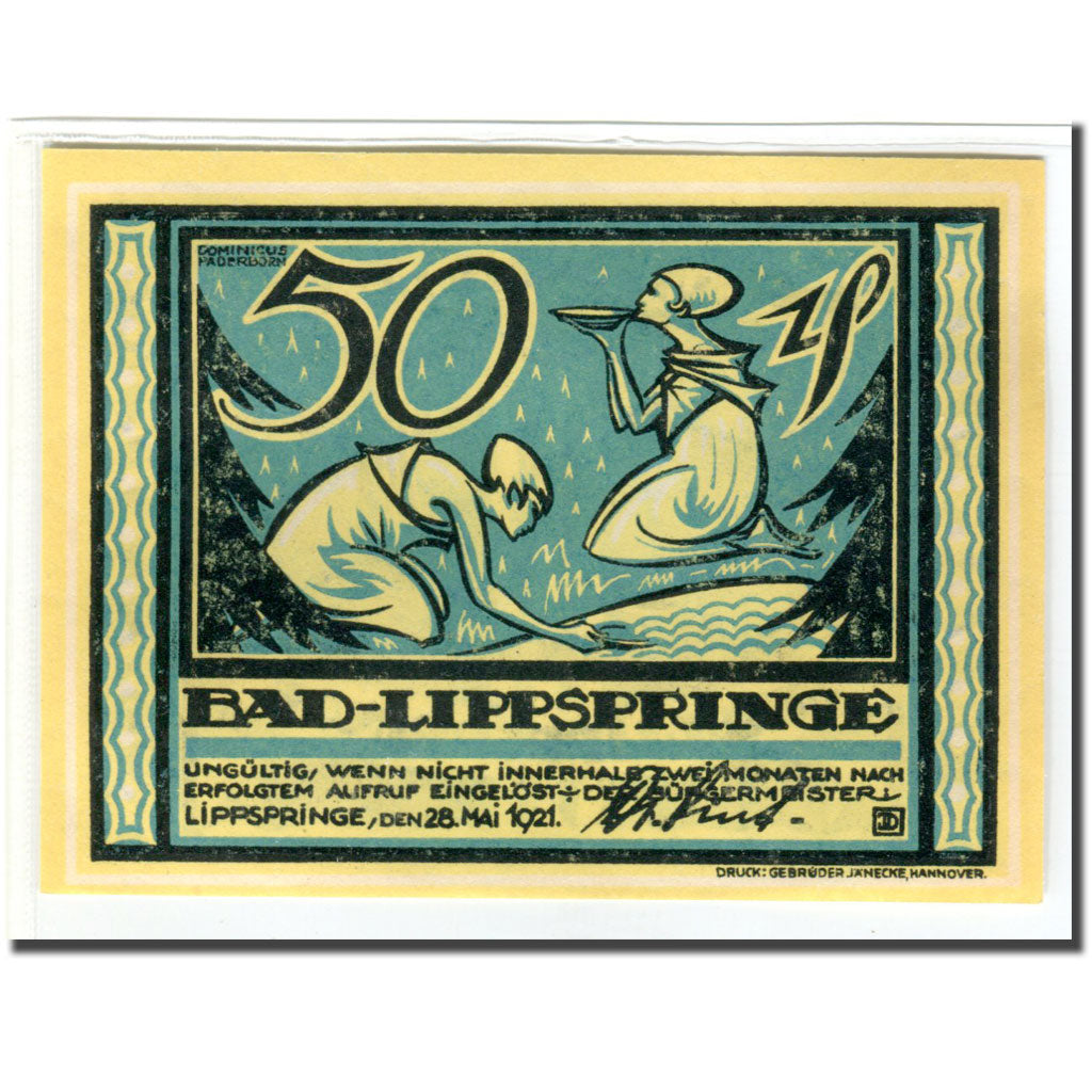 Geldschein, Deutschland, Lippspringe, 50 Pfennig, personnage, 1921, 1921-05-28