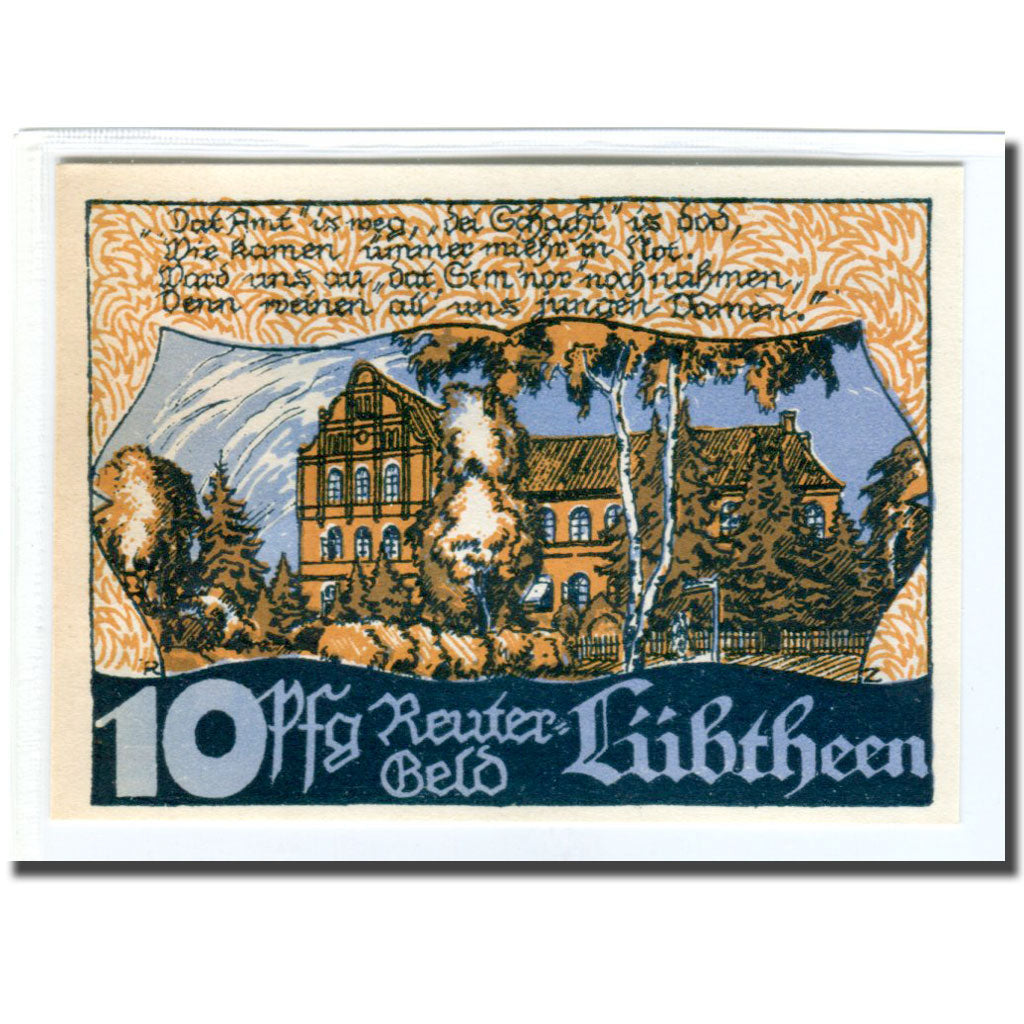 Banknote, Germany, Lübtheen, 10 Pfennig, Batiment, 1922, UNC(63), Mehl:834.1