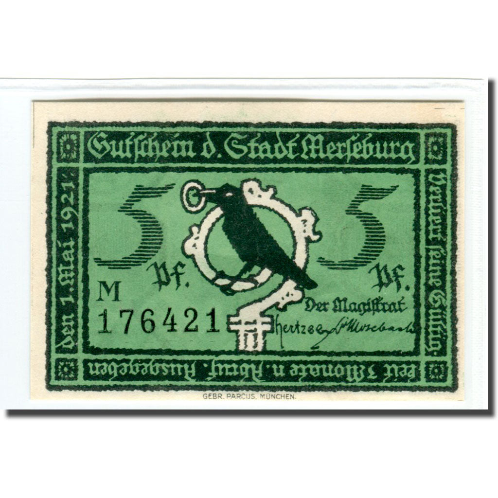 Banknote, Germany, Merseburg Stadt, 5 Pfennig, personnage 3, 1921, 1921-05-01