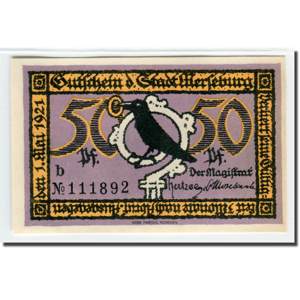 Banknote, Germany, Merseburg Stadt, 50 Pfennig, batiment 3, 1921, 1921-05-01