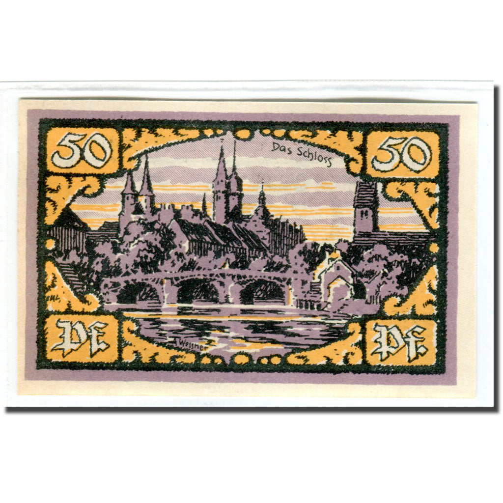 Banknote, Germany, Merseburg Stadt, 50 Pfennig, batiment 3, 1921, 1921-05-01