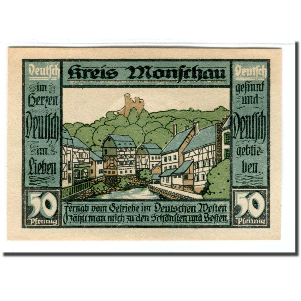 Banknote, Germany, Monschau, 50 Pfennig, paysage, 1921, 1921-07-01, UNC(63)