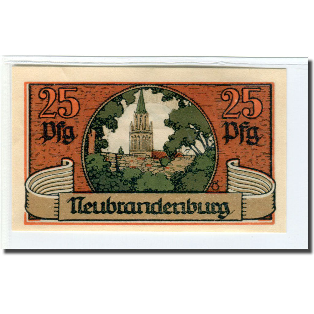 Geldschein, Deutschland, Neubrandenburg Stadt, 25 Pfennig, paysage 1, 1921