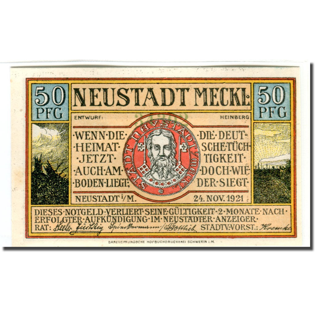 Billet, Allemagne, Neustadt Stadt, 50 Pfennig, Batiment, 1921, 1921-11-24, SPL