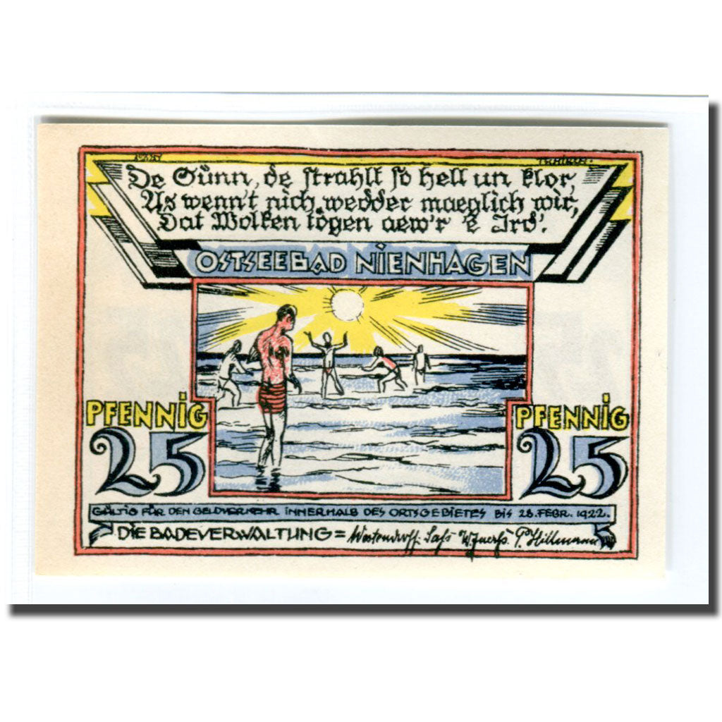 Geldschein, Deutschland, Nienhagen, 25 Pfennig, personnage, 1922, 1922-02-28