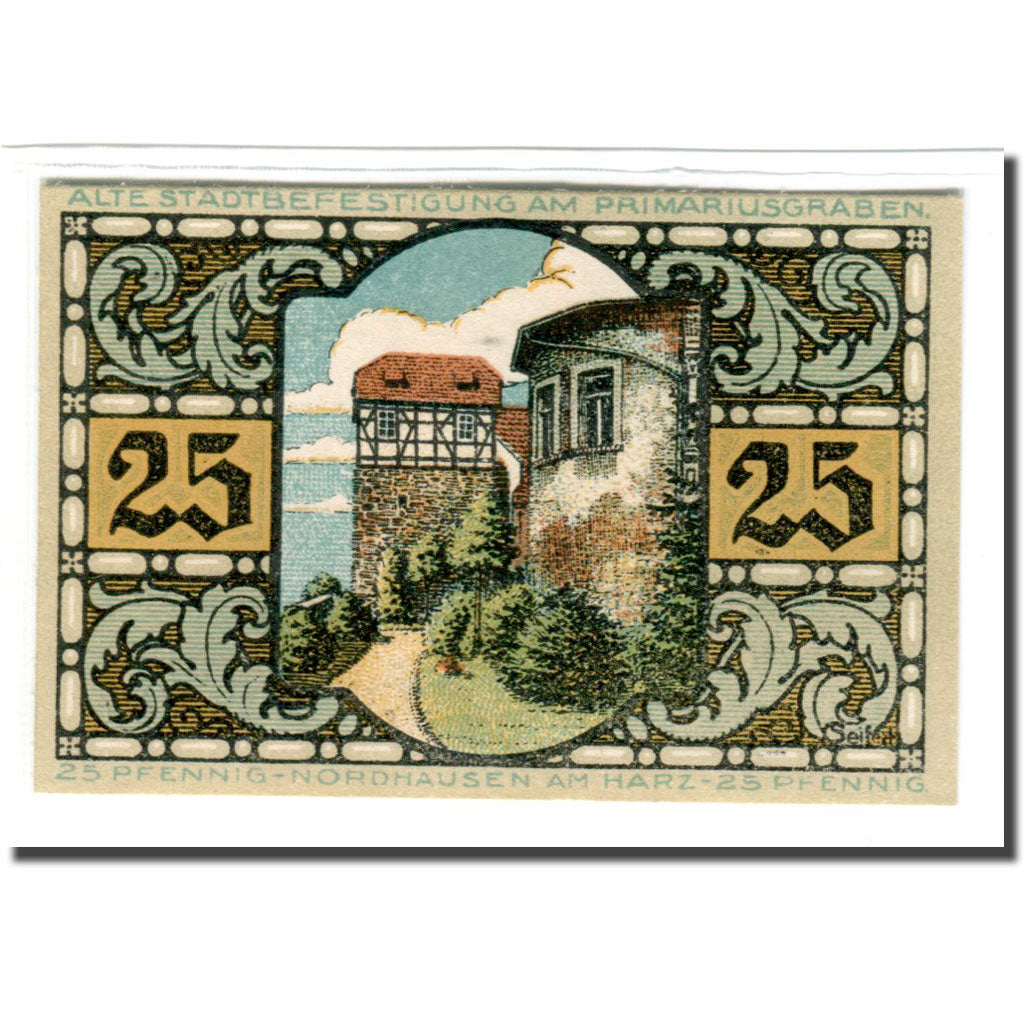 Billet, Allemagne, Nordhausen Stadt, 25 Pfennig, Batiment, 1921, 1921-05-01