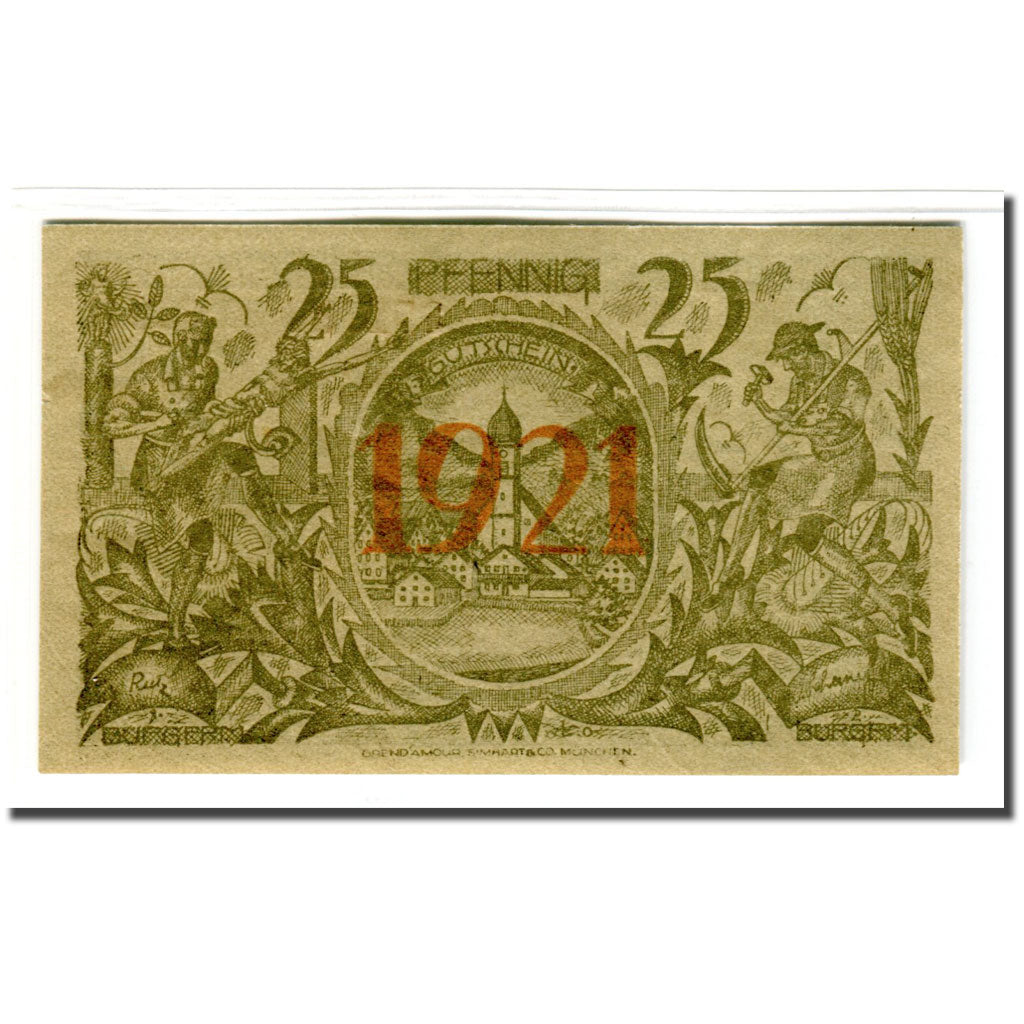 Geldschein, Deutschland, Oberammergau, 25 Pfennig, paysage, 1921, 1921-07-01