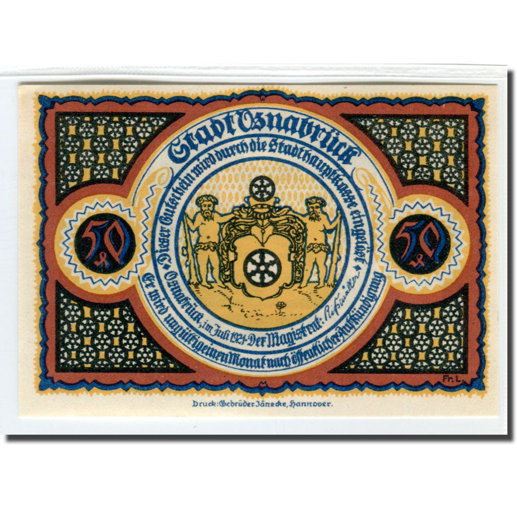 Geldschein, Deutschland, Osnabruck, 50 Pfennig, Batiment, 1921, UNZ-