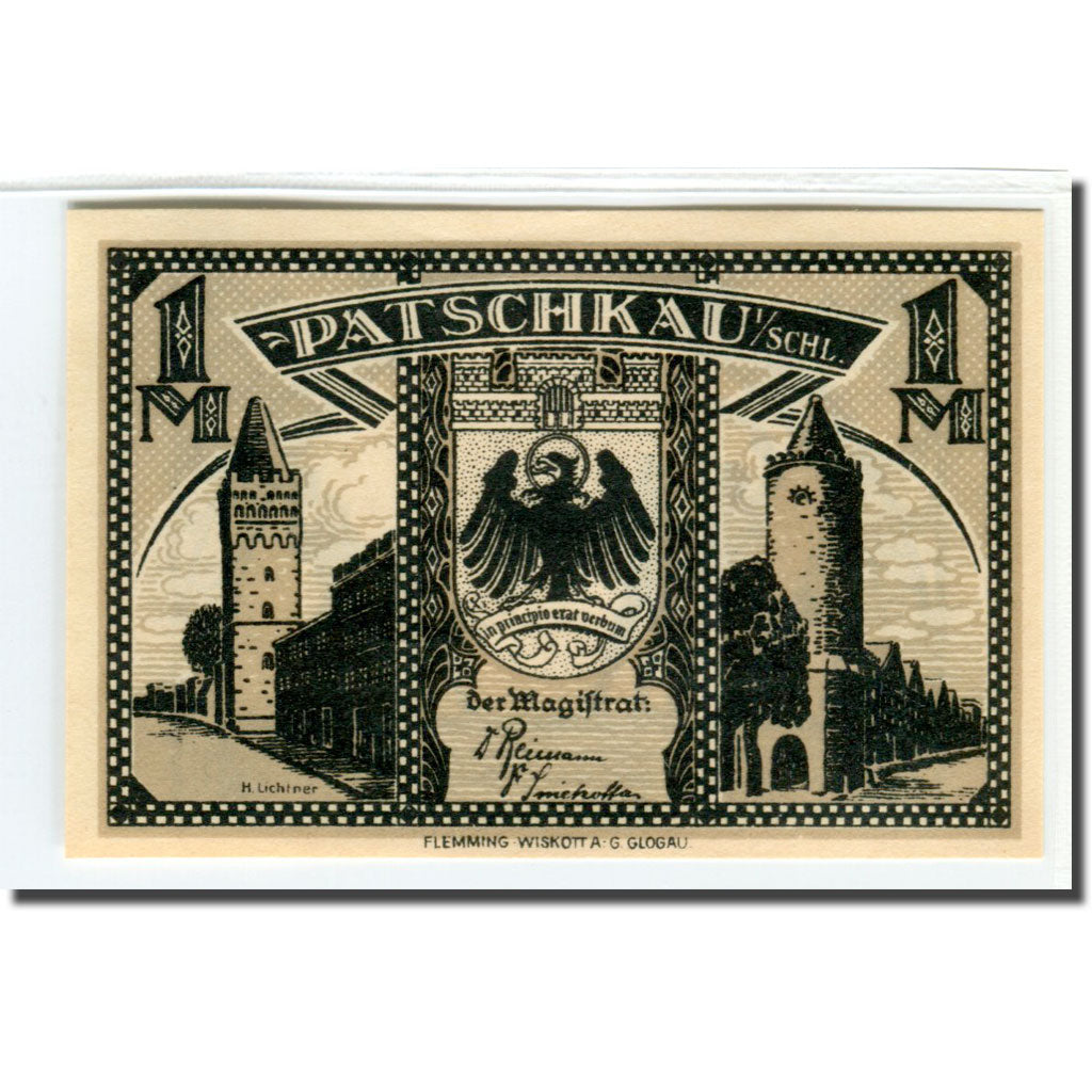 Banknote, Germany, Patschkau Stadt, 1 Mark, personnage, 1922, UNC(63)