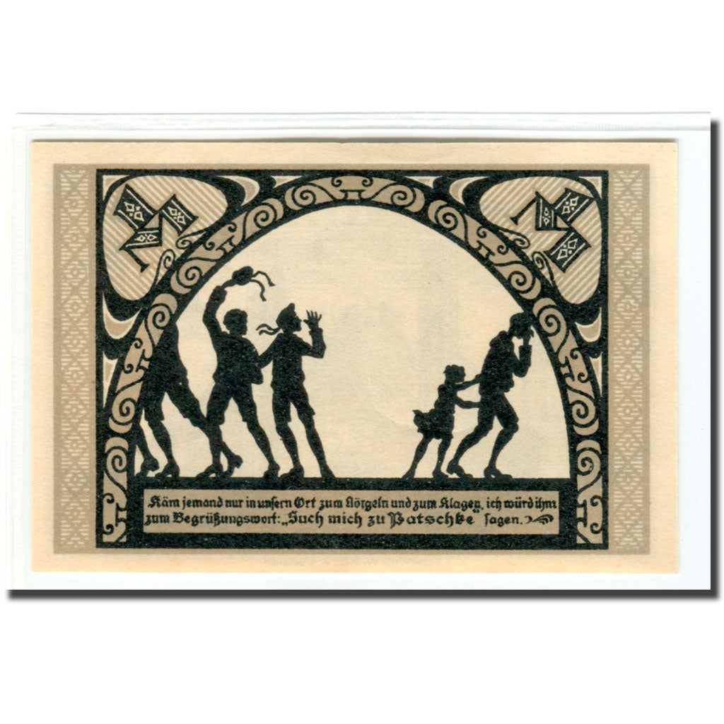 Banknote, Germany, Patschkau Stadt, 1 Mark, personnage, 1922, UNC(63)