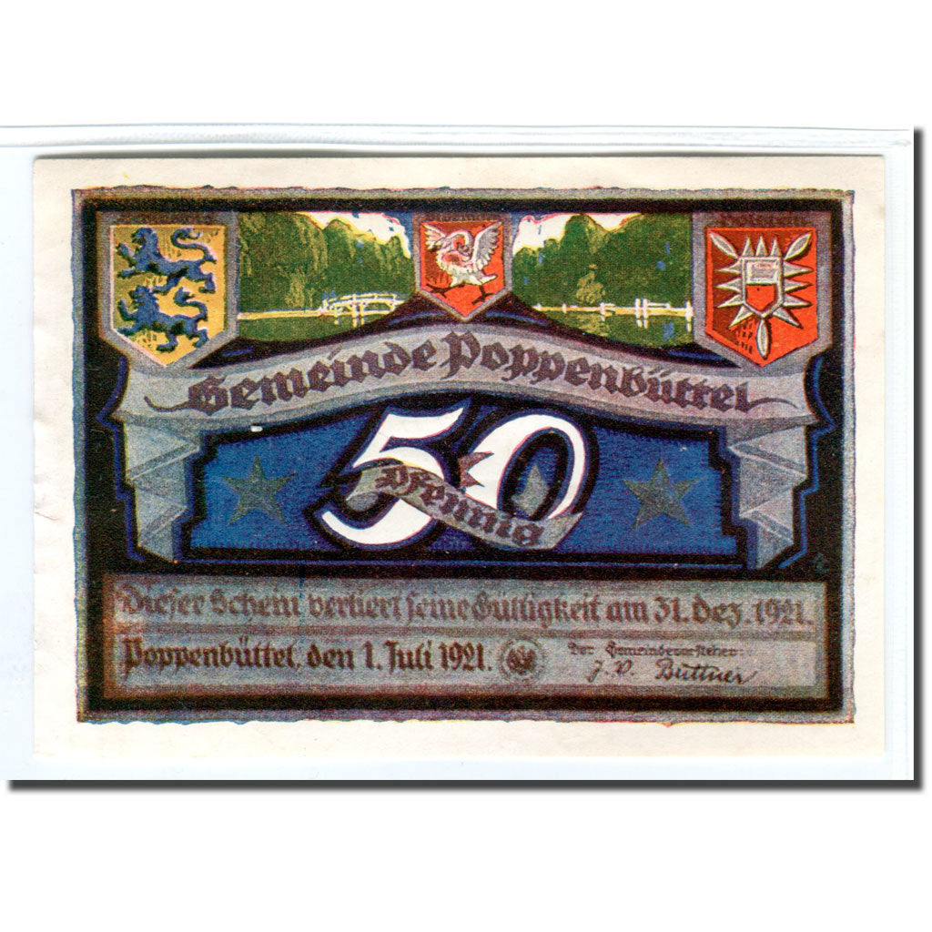 Banconote, Germania, Poppenbüttel, 50 Pfennig, paysage 1, 1921, 1921-07-01