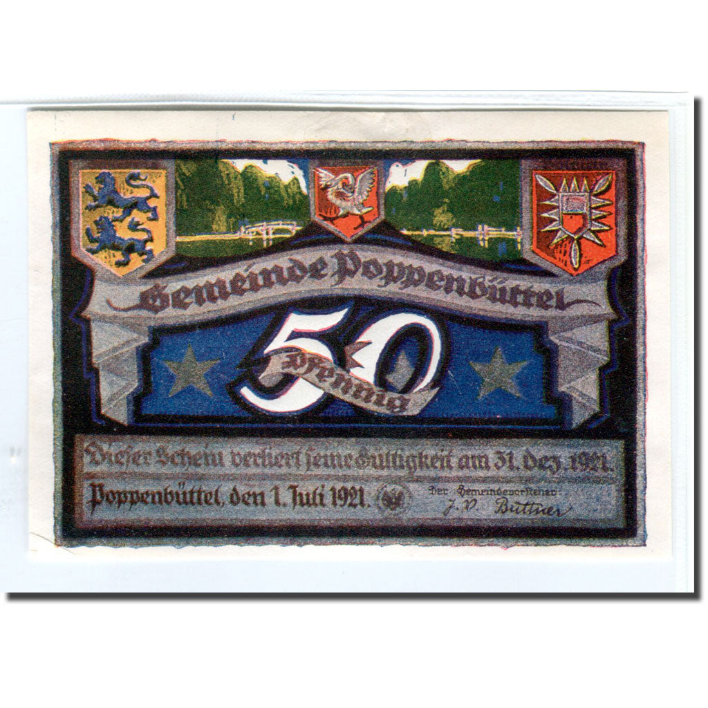 Banconote, Germania, Poppenbüttel, 50 Pfennig, paysage 2, 1921, 1921-07-01