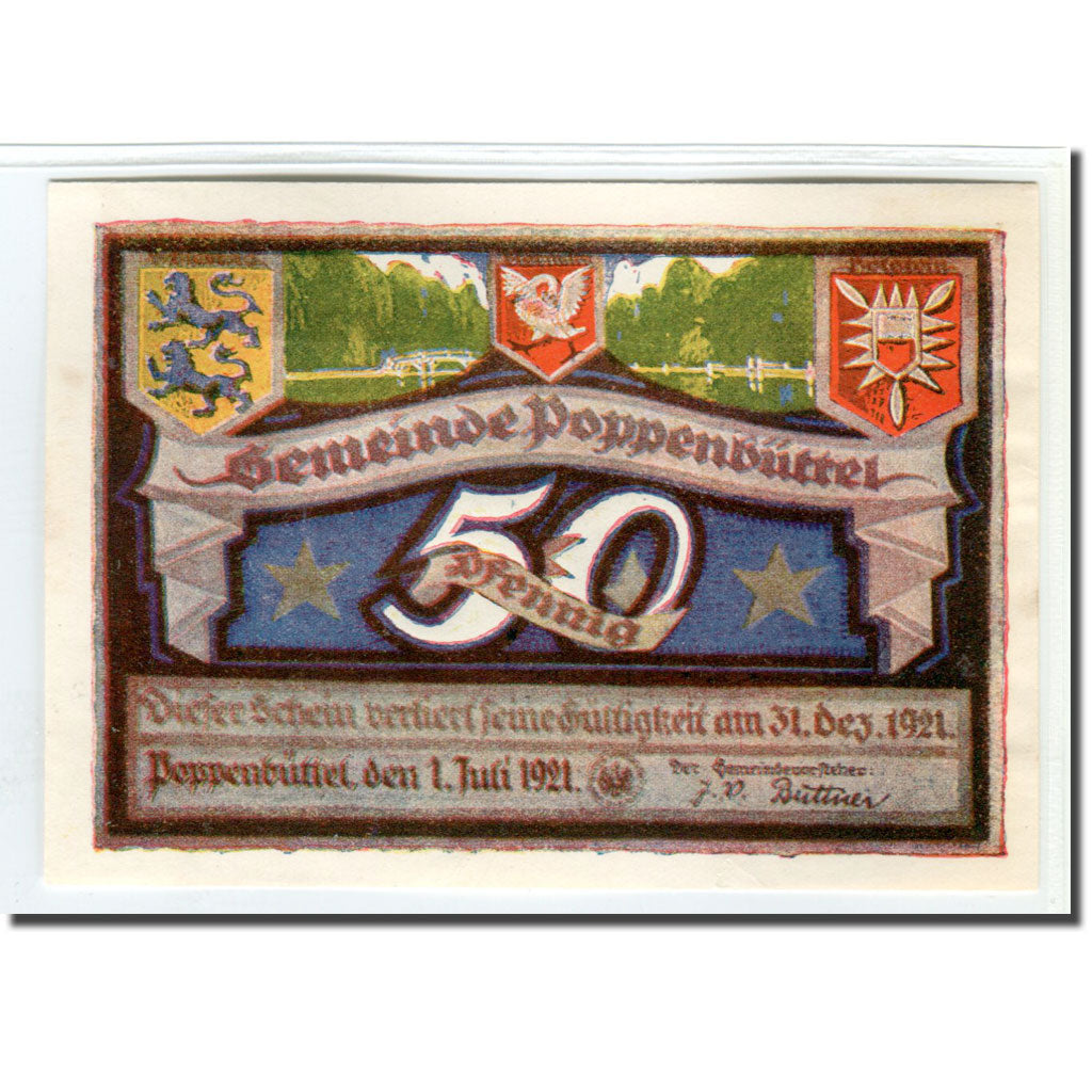 Banconote, Germania, Poppenbüttel, 50 Pfennig, paysage 4, 1921, 1921-07-01