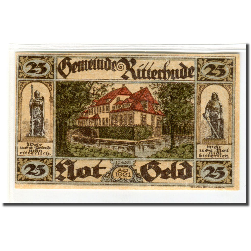 Banknote, Germany, Ritterhude, 25 Pfennig, Maison, 1921, UNC(63), Mehl:1126.1