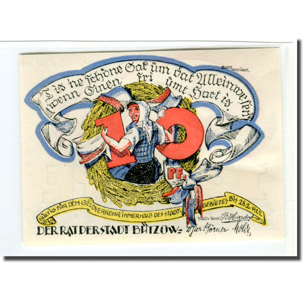 Banknote, Germany, Bützow, 10 Pfennig, chapeau, 1922, 1922-08-22, UNC(63)