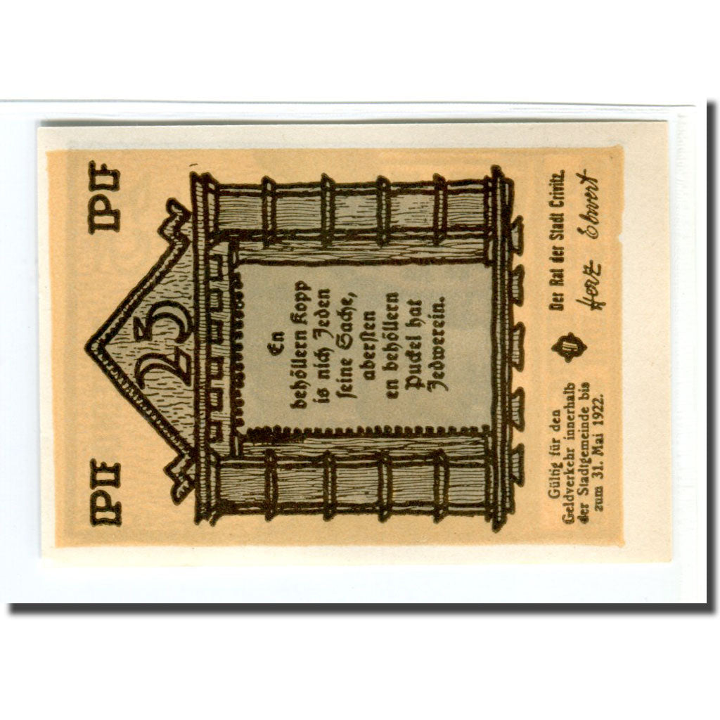 Banknote, Germany, Crivitz, 25 Pfennig, village, 1922, UNC(63), Mehl:247.2