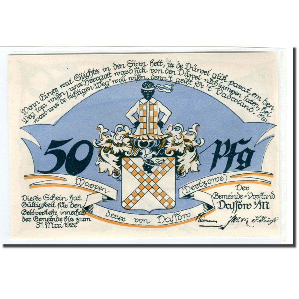 Banknote, Germany, Dassow, 50 Pfennig, paysage 1, 1922, UNC(63), Mehl:260.1