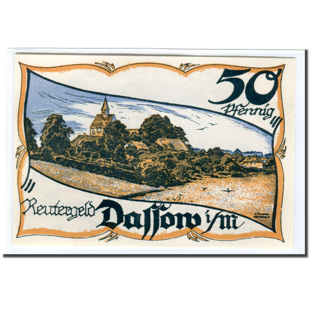 Banknote, Germany, Dassow, 50 Pfennig, paysage 1, 1922, UNC(63), Mehl:260.1