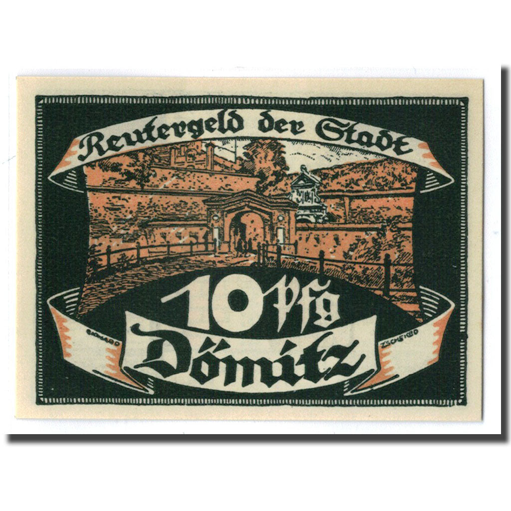 Geldschein, Deutschland, Domitz Stadt, 10 Pfennig, paysage, 1922, UNZ-