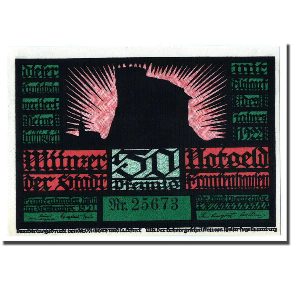 Banknote, Germany, Frankenhausen am K., 50 Pfennig, personnage 1, 1922, UNC(63)