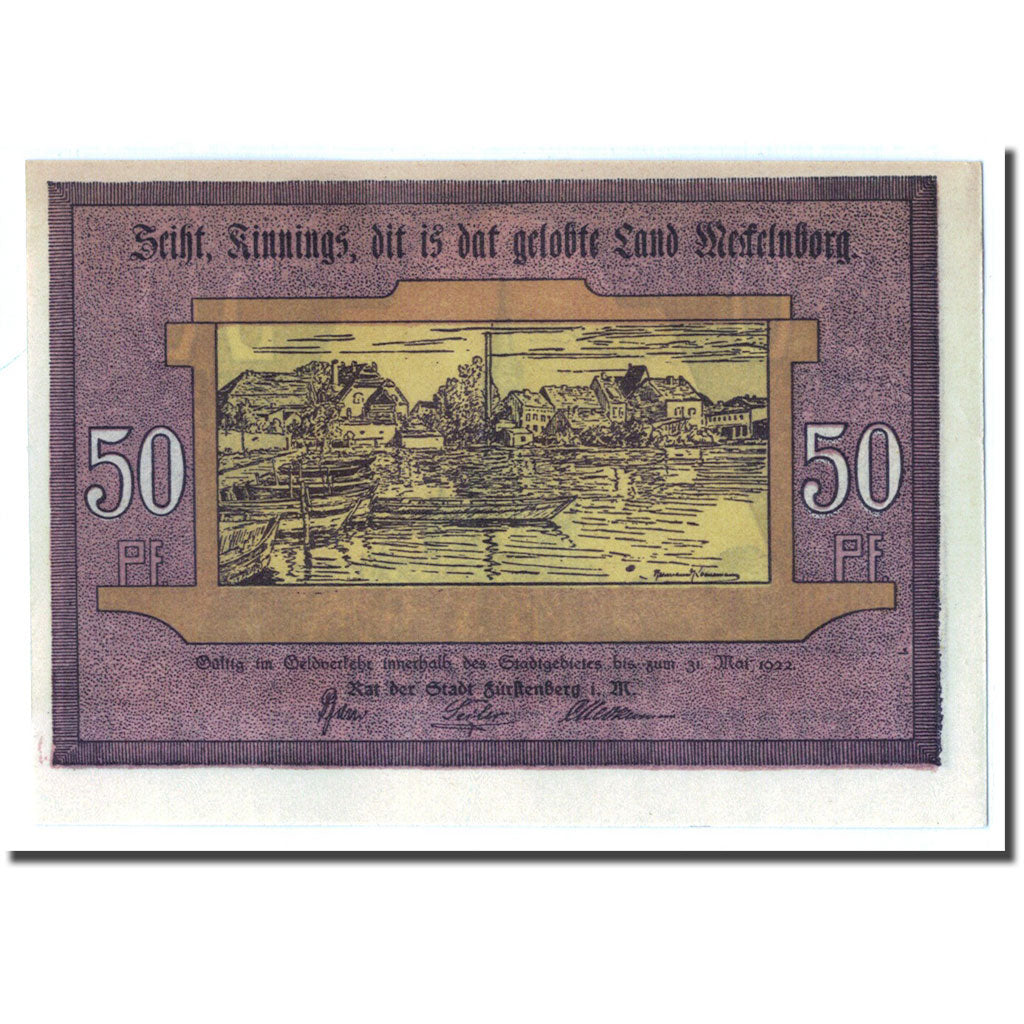 Banknote, Germany, Furstenberg in Meckl, 50 Pfennig, batiment 1, 1922, UNC(63)
