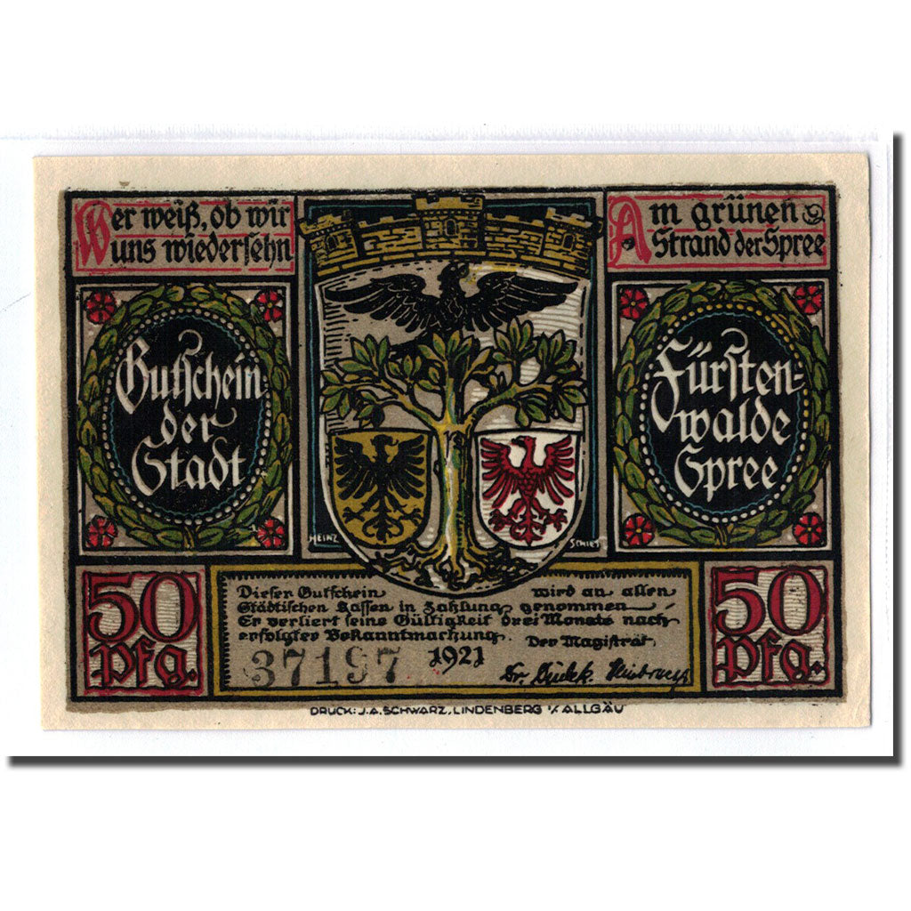 Banknote, Germany, Fürstenwalde, 50 Pfennig, cavalier, 1921, UNC(63)