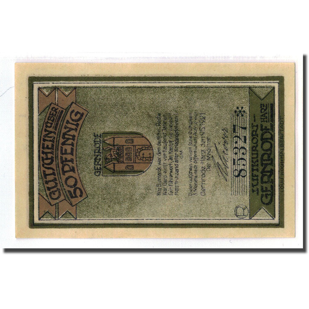 Banknote, Germany, Gernrode a. H., 50 Pfennig, personnage, 1921, 1921-05-09