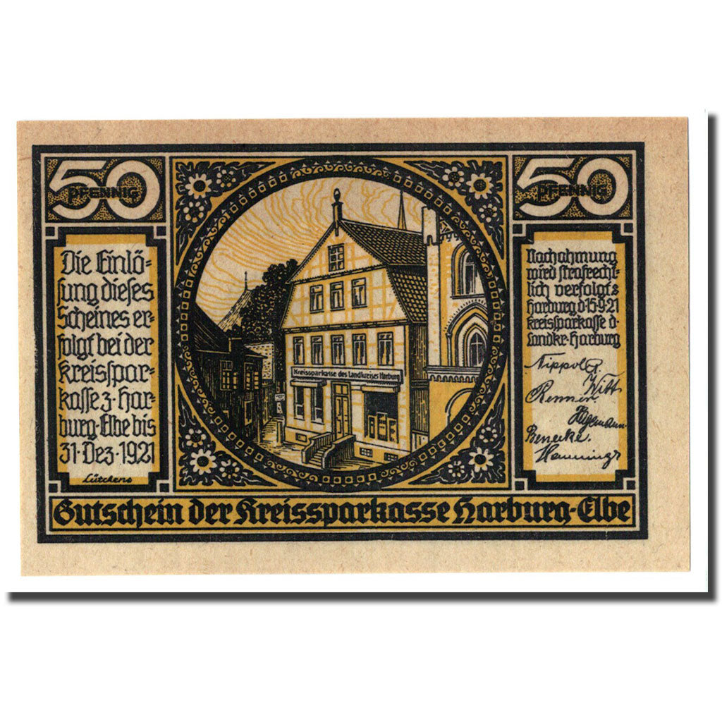 Banknote, Germany, Harburg, 50 Pfennig, Eglise, 1921, 1921-09-15, UNC(63)