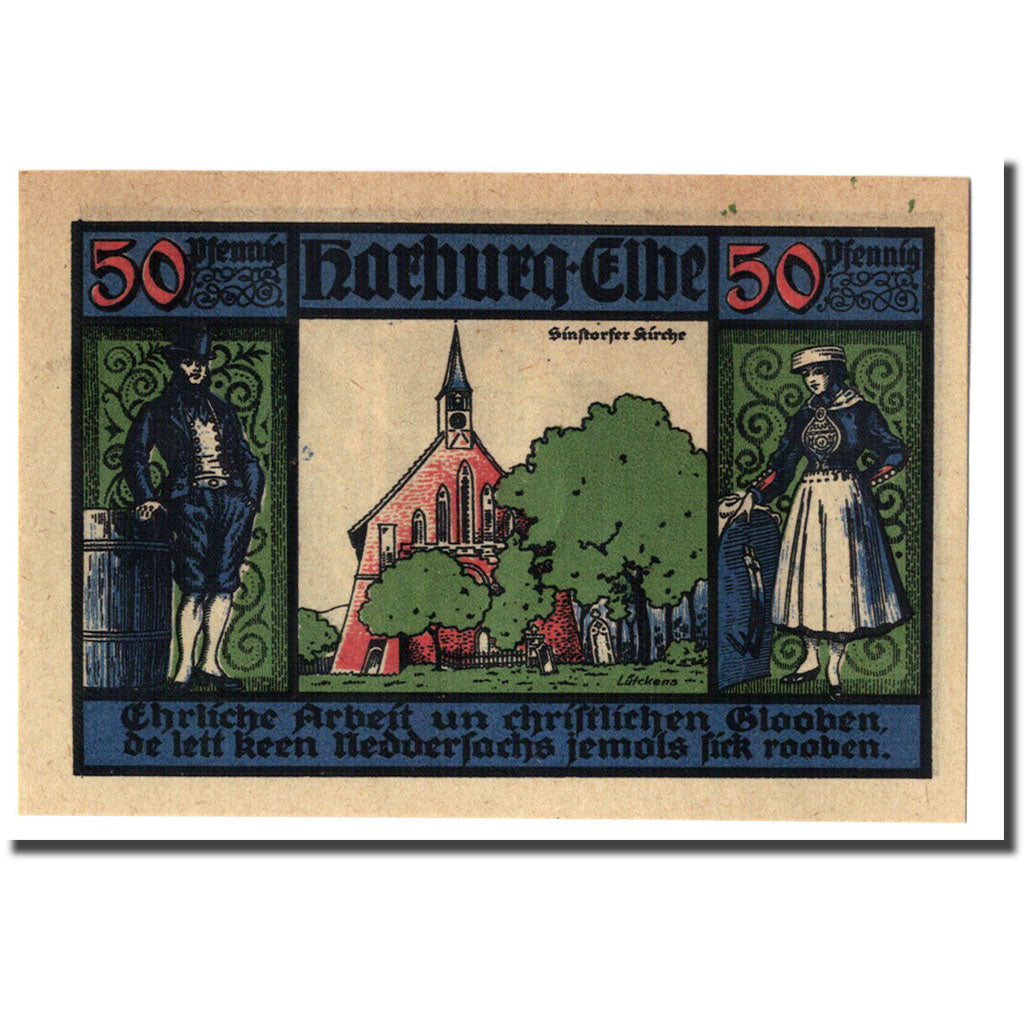 Banknote, Germany, Harburg, 50 Pfennig, Eglise, 1921, 1921-09-15, UNC(63)
