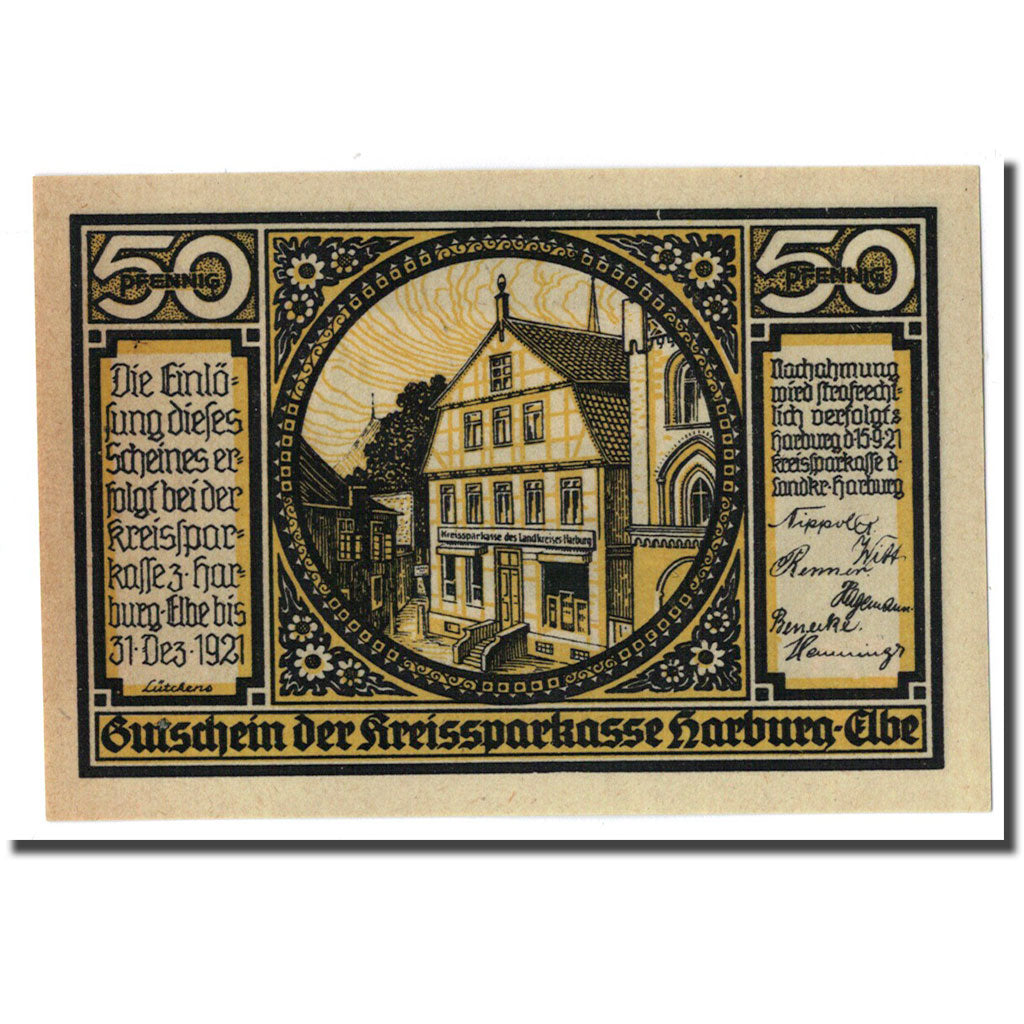 Banknote, Germany, Harburg, 50 Pfennig, Eglise 1, 1921, 1921-09-15, UNC(63)