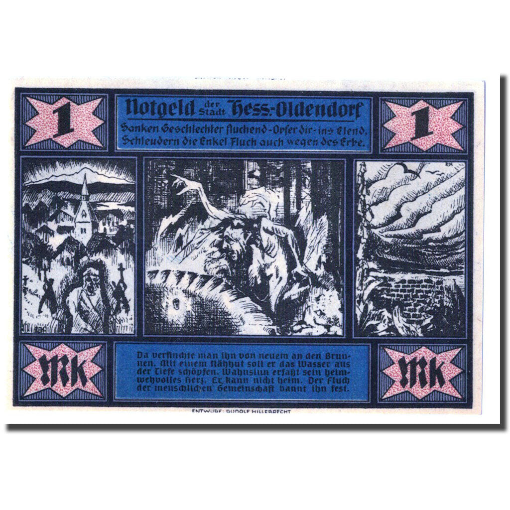 Geldschein, Deutschland, Hessisch Oldendorf, 1 Mark, personnage 1, 1921