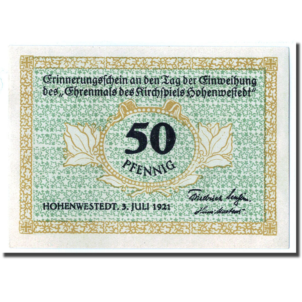 Billet, Allemagne, Hohenwestedt, 50 Pfennig, personnage, 1921, 1921-07-03, SPL