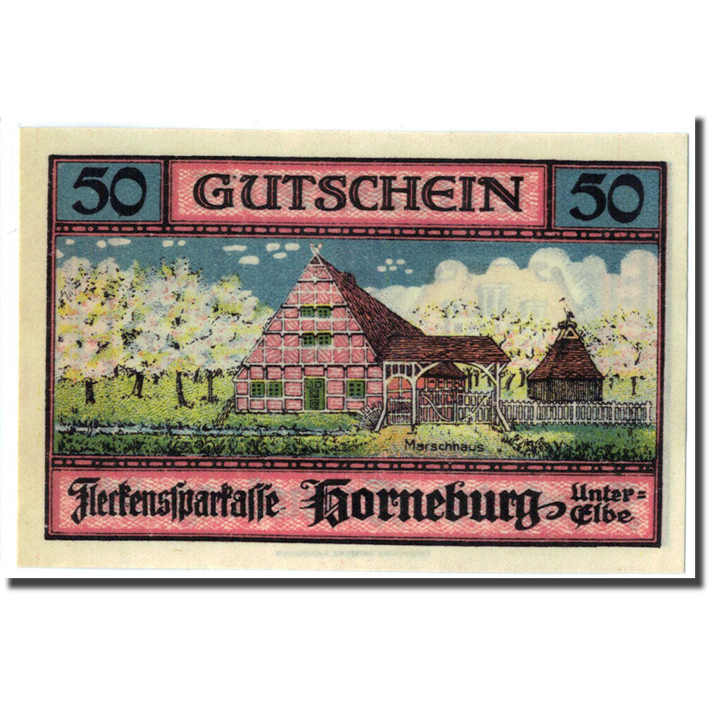 Banknote, Germany, Horneburg, 50 Pfennig, batiment 1, 1921, 1921-05-01, UNC(63)