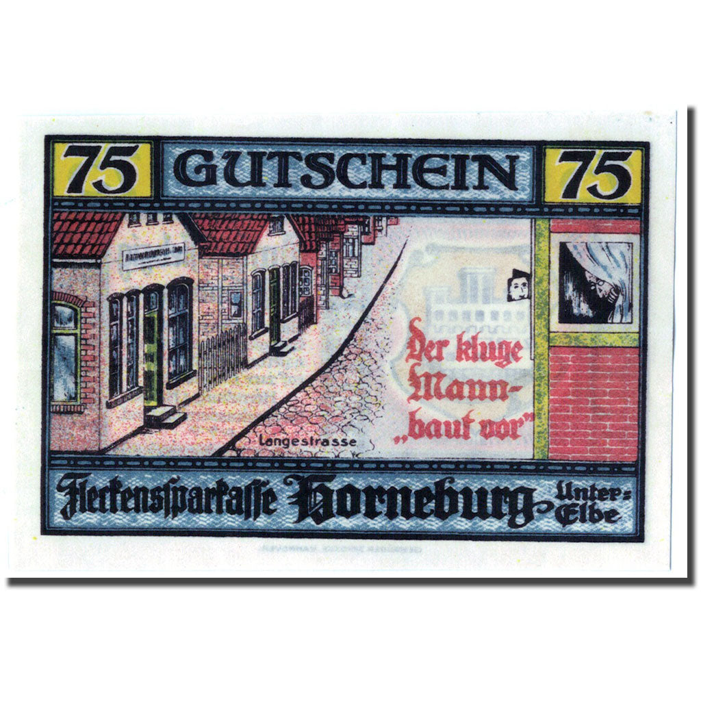 Banknote, Germany, Horneburg, 75 Pfennig, rue, 1921, 1921-05-01, UNC(63)