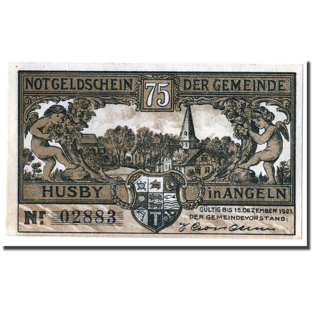 Geldschein, Deutschland, Husby, 75 Pfennig, village, 1921, 1921-12-15, UNZ-