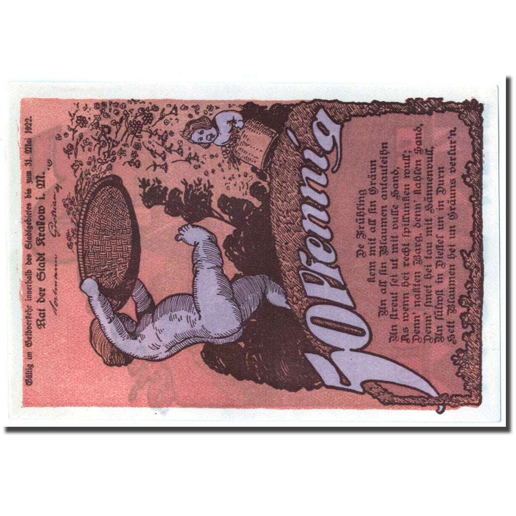 Banknot, Niemcy, Krakow, 50 Pfennig, rue, 1922, Undated, UNC(63), Mehl:740.1