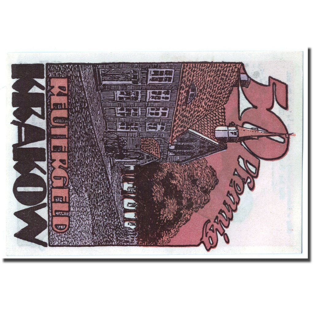 Banknot, Niemcy, Krakow, 50 Pfennig, rue, 1922, Undated, UNC(63), Mehl:740.1