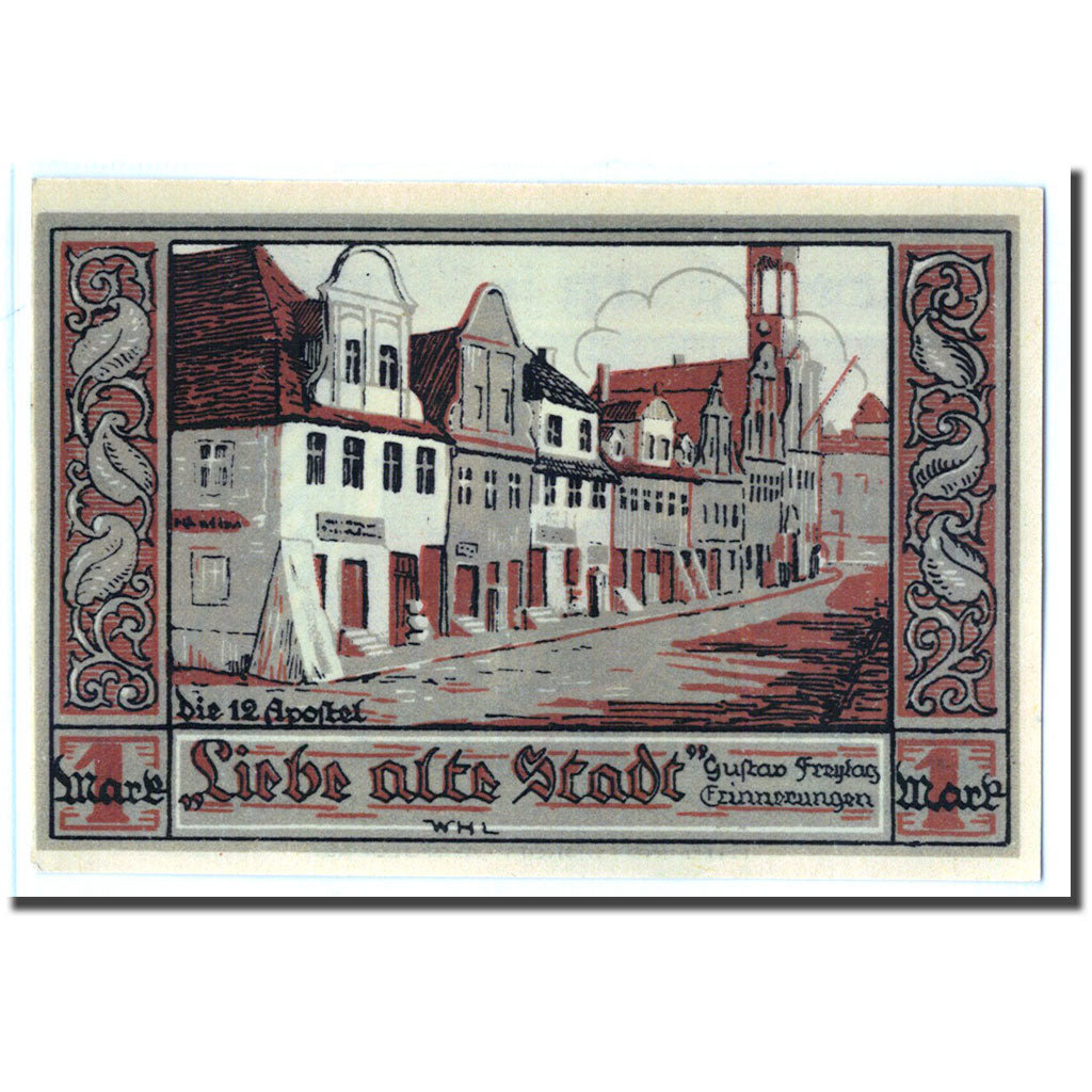 Billete, Alemania, Kreuzburg, 1 Mark, rue, 1921, 1921-10-18, SC, Mehl:744.2