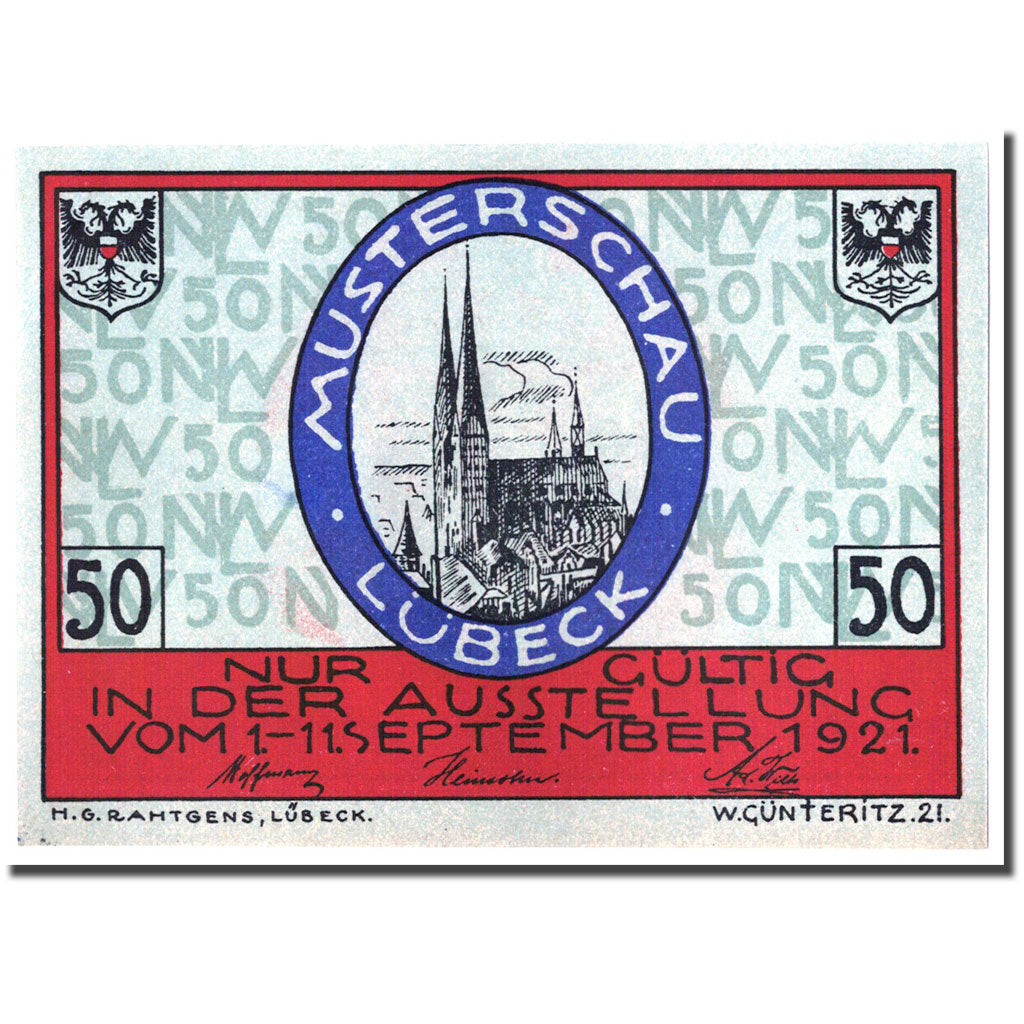 Banknote, Germany, Lübeck, 50 Pfennig, Blason 2, 1921, 1921-09-11, UNC(63)
