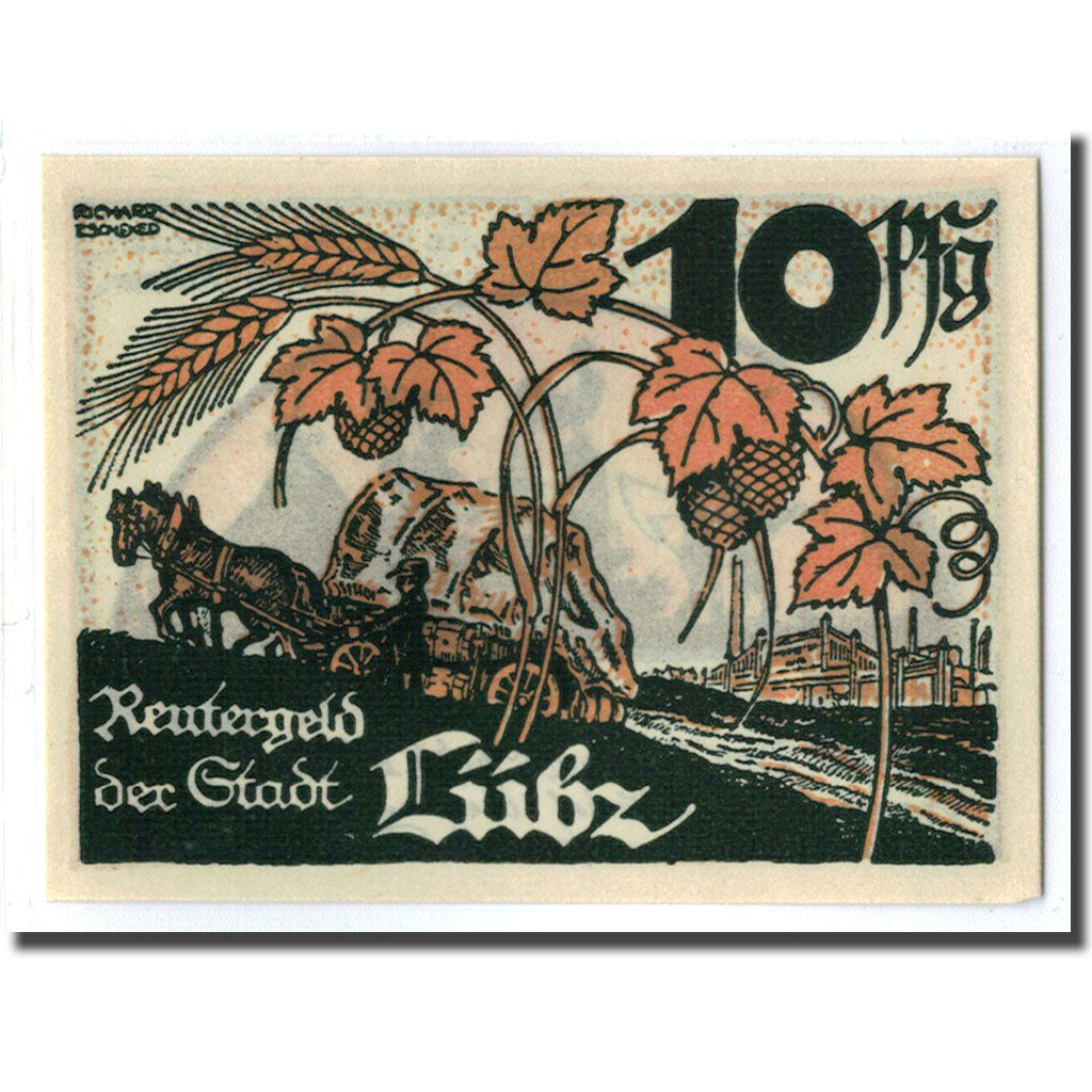 Billet, Allemagne, Lübz, 10 Pfennig, paysage, 1922, 1922-05-31, SPL, Mehl:835.1