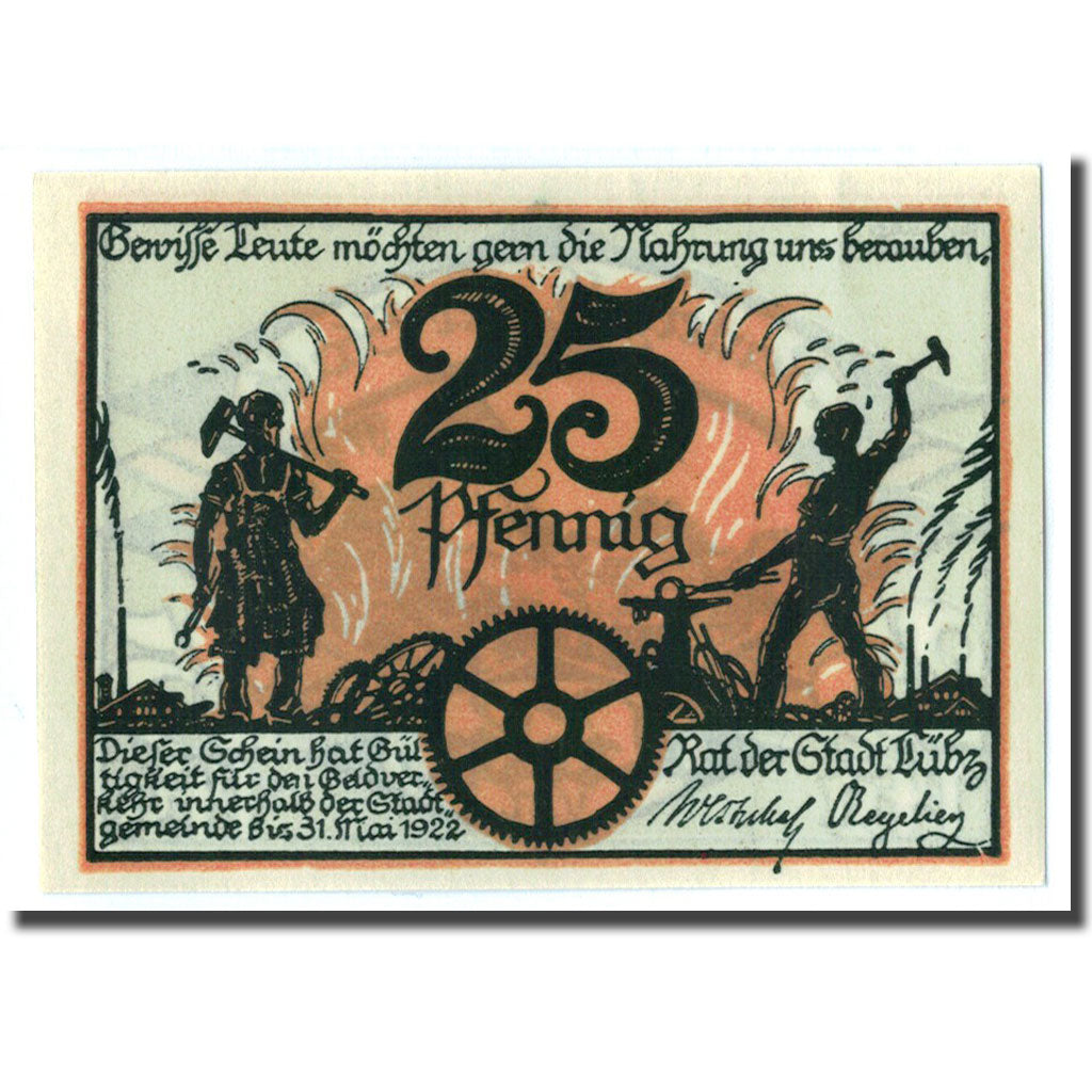 Geldschein, Deutschland, Lübz, 25 Pfennig, paysage 1, 1922, 1922-05-31, UNZ-