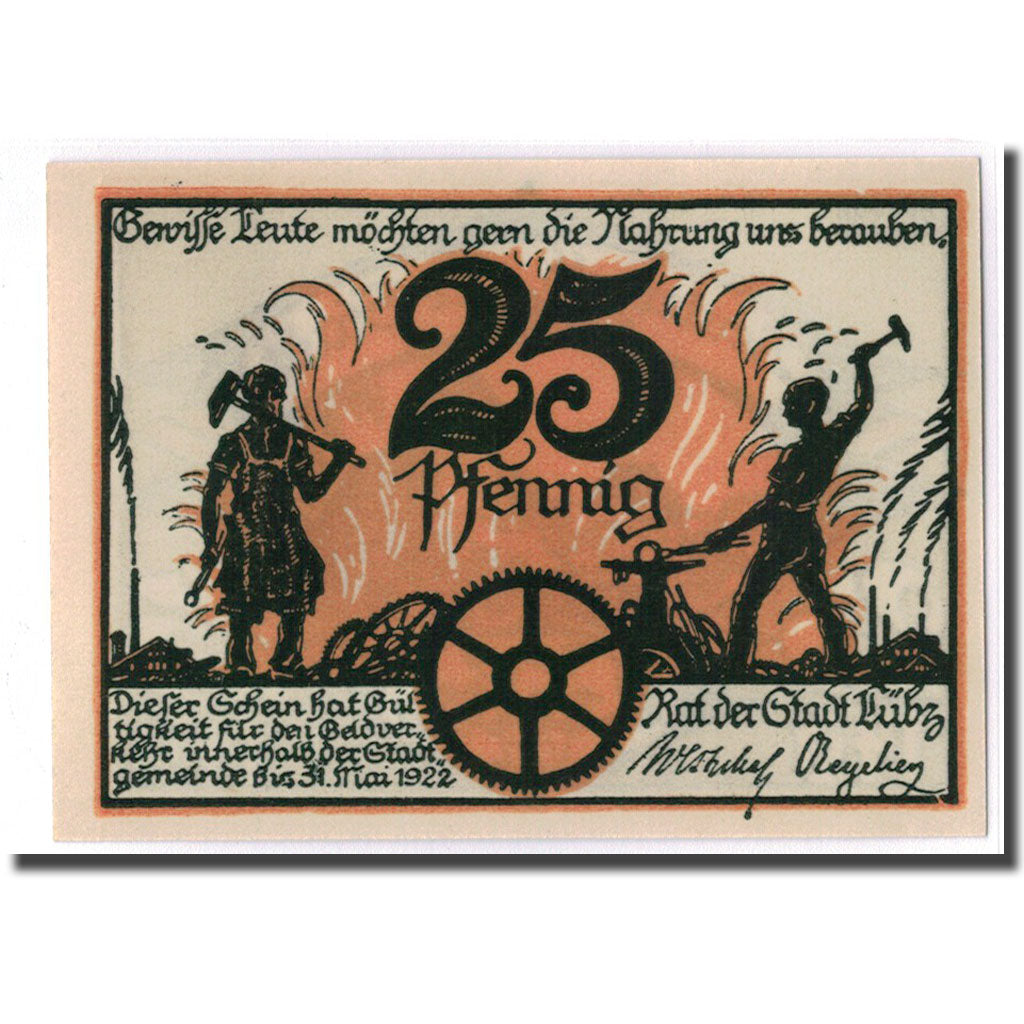 Banknote, Germany, Lübz, 25 Pfennig, paysage 2, 1922, 1922-05-31, UNC(63)