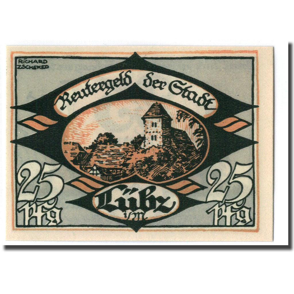 Banknote, Germany, Lübz, 25 Pfennig, paysage 2, 1922, 1922-05-31, UNC(63)
