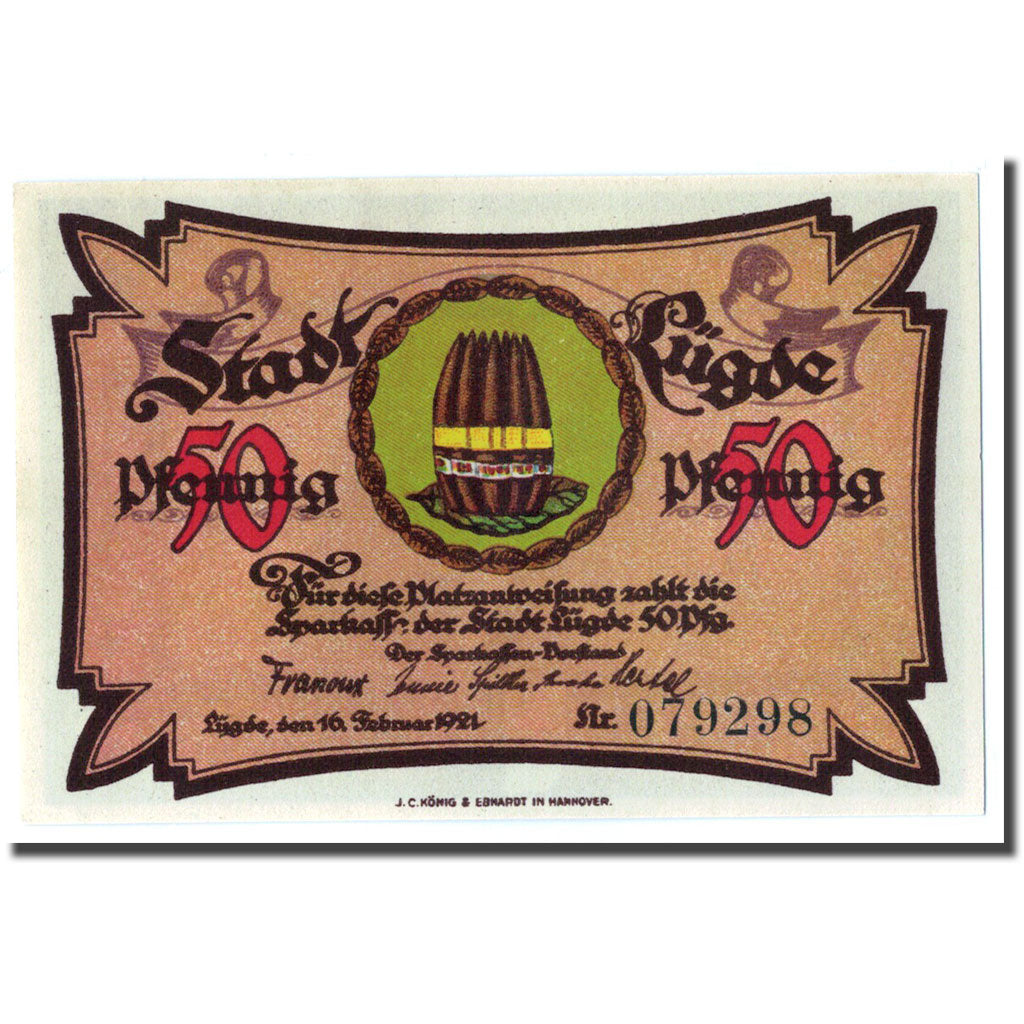 Banknote, Germany, Lugde, 50 Pfennig, paysage, 1921, 1921-02-16, UNC(63)