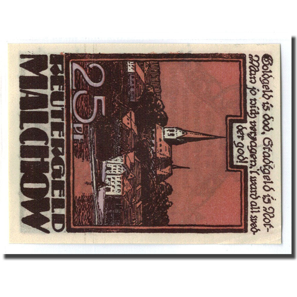 Geldschein, Deutschland, Malchow Stadt, 25 Pfennig, paysage, 1922, 1922-05-31