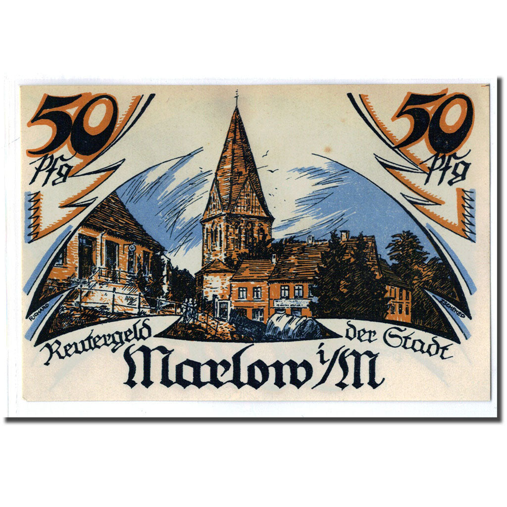 Banknote, Germany, Marlow, 50 Pfennig, Batiment, 1922, 1922-05-31, UNC(63)