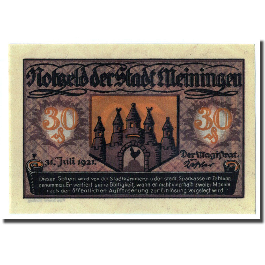 Banknote, Germany, Meiningen Stadt, 30 Pfennig, N.D, 1921, 1921-07-31, UNC(63)
