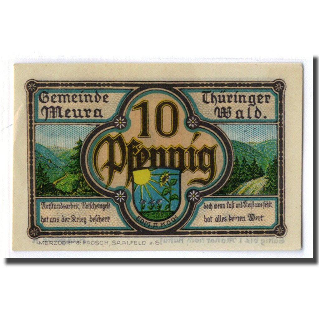 Banknote, Germany, Meura, 10 Pfennig, paysage, 1921, 1921-05-01, UNC(63)